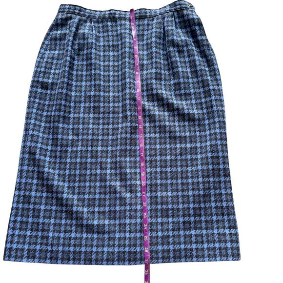 Pendleton Vintage 100%‎ Wool Skirt Women Sz 12 Blue Gray Midi Houndstooth preppy - Picture 7 of 10